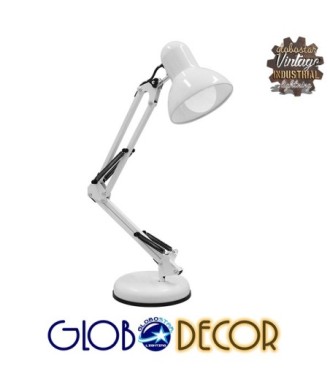 GLOBOSTAR® DESK 01539 Μοντέρνο Επιτραπέζιο Φωτιστικό Πορτατίφ με Ντουί 1 x E27 AC 220-240V IP20 - Λευκό - Μ15 x Π15 x Υ67cm